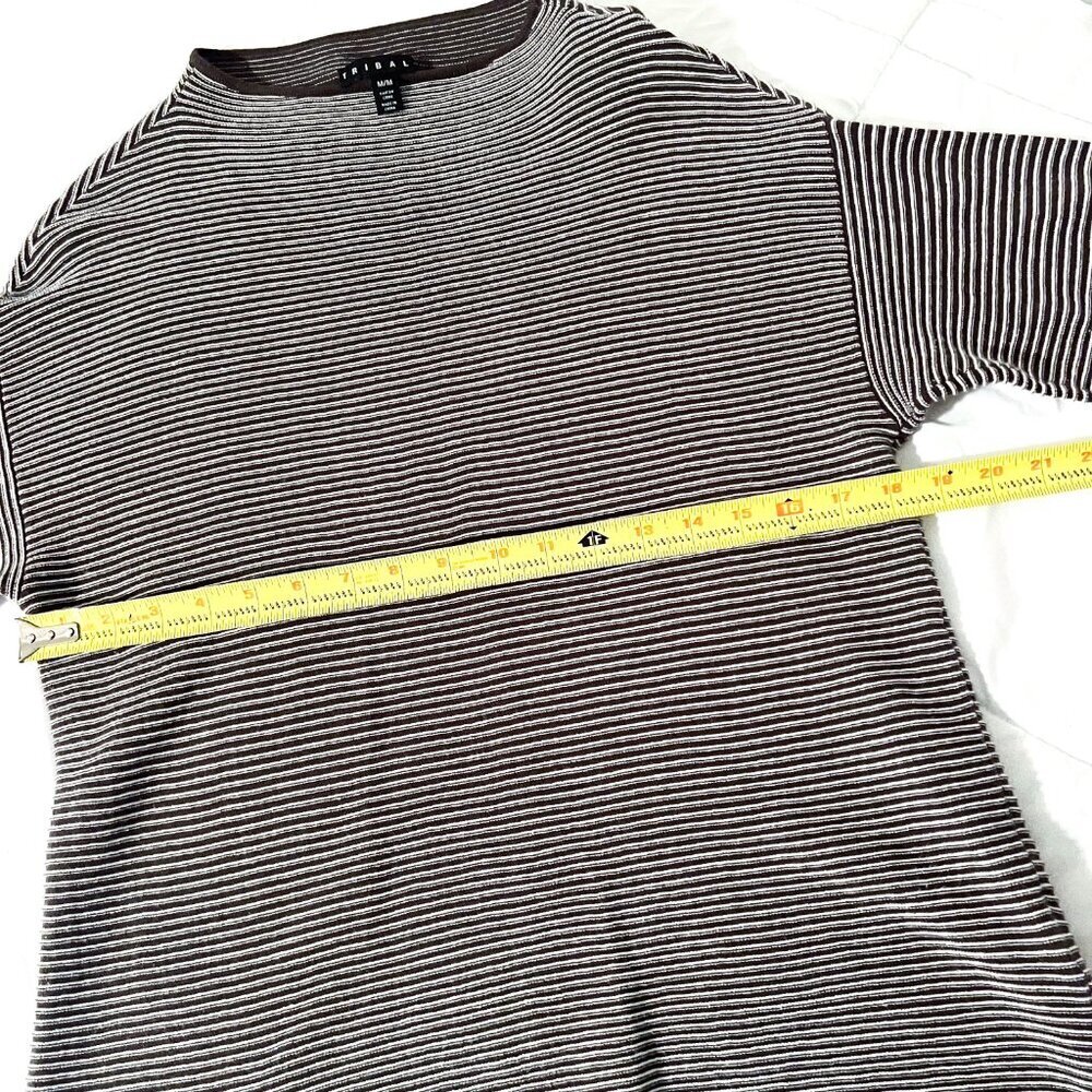 Tribal Long Sleeved Dolman Funnel neck split bell cuff Sweater M - Picture 9 of 12